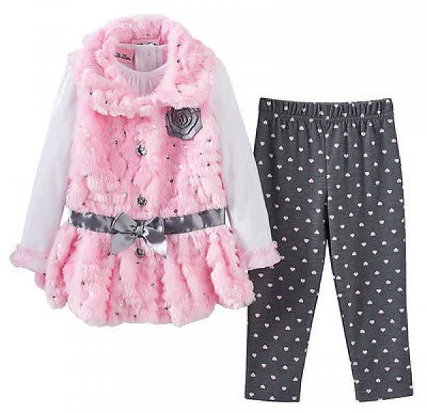 Little Lass 3 Piece Sequined Faux Fur Vest Set Konga Online Shopping