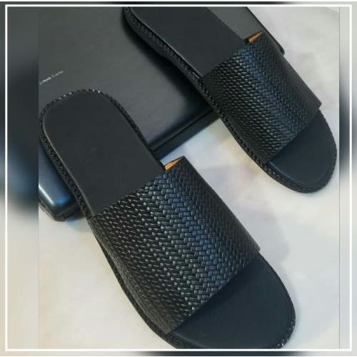 Leather slip hot sale on slippers