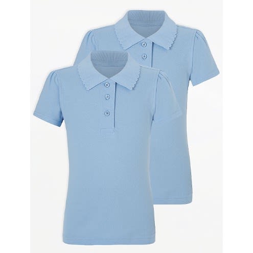 George Girls Light Blue Scallop School Polo Shirt 2 Pack Konga Online Shopping