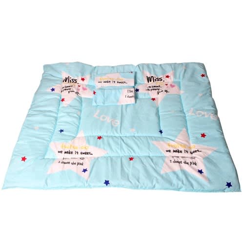 Blue Baby Cot Duvet Set With A Bed Sheet And Two Pillow Cases