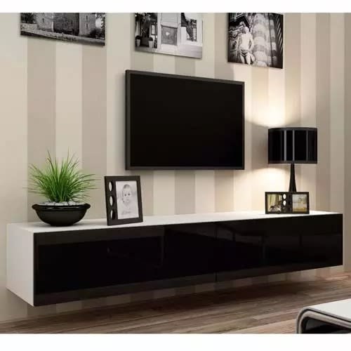Wall Mount Tv Stand High Gloss White Black Door Konga Online
