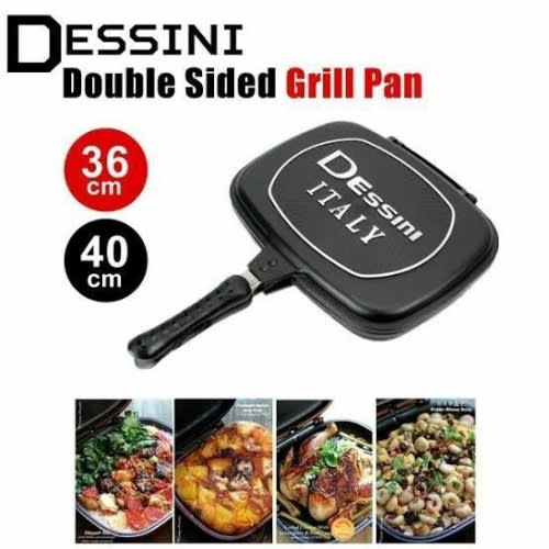 Dessini Double-Sided Non-Stick Pressure Grill Pan, 36cm, Black