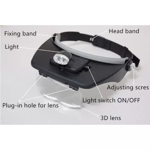 Light Head Magnifying Glass With 4