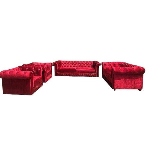 Exquisite 7 Sitters Fabric Sofa Set, Red Fabric Sofa Sets