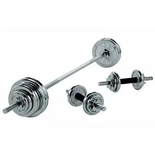 York 50kg black cast iron barbell hotsell and dumbbell set