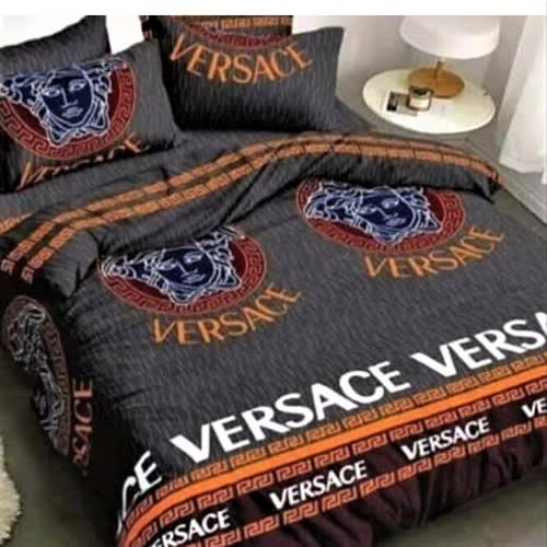 Versace Theme Bedding Set 1 Duvet 1 Bedsheet And 4 Pillowcases