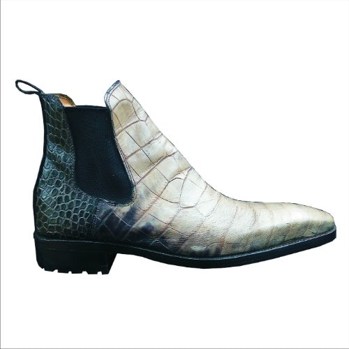crocodile print chelsea boots