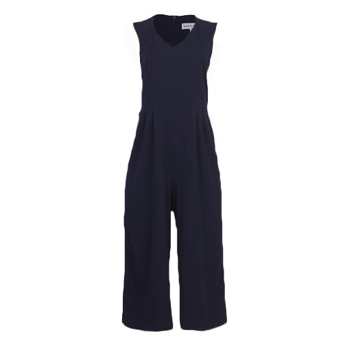 Emma Michelle Vneck Culotte Sleeveless Jumpsuit Navy Blue