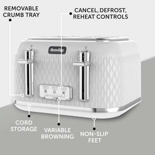 Breville Curve 4slice Toaster With High Lift And Wide Slots White