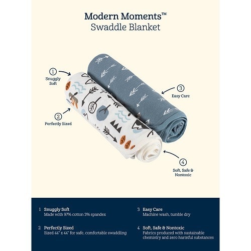 Gerber Baby & Toddler Boys Xl Ultra Soft Swaddle Blankets 2 Pack