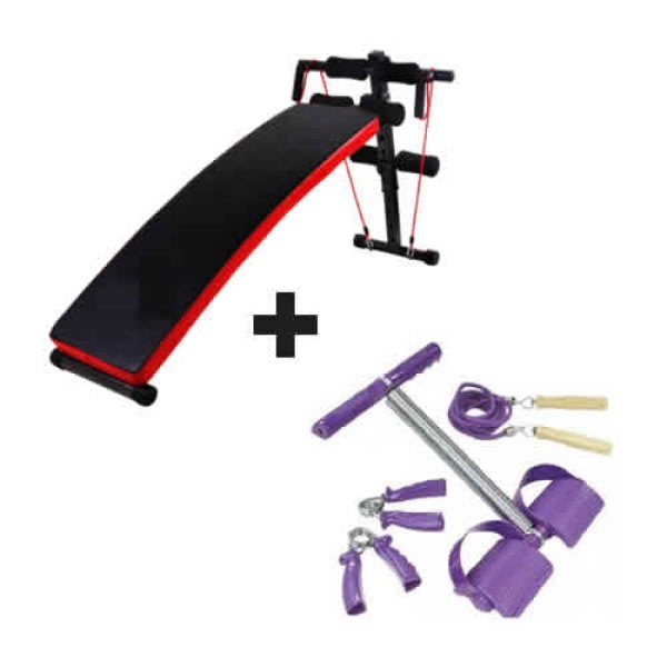 American Fitness Sit Up Bench With Tension Ropes Free 3 Way