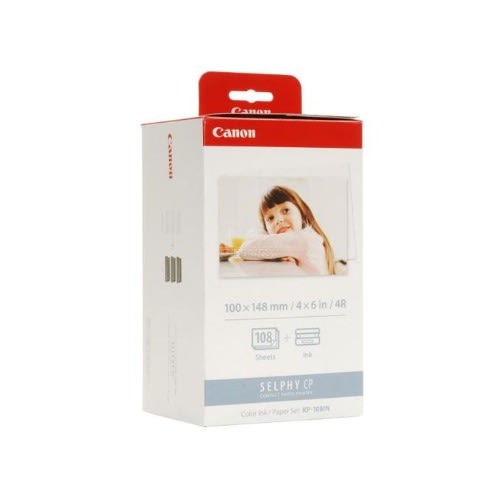 selphy cp photo printer ink ribbon and paper set kp 108in