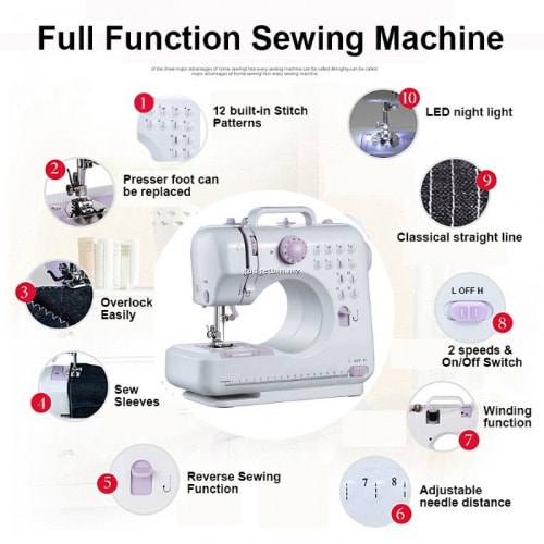 FullFeatured Multifunctional Builtin 12 Stitches Electric Sewing