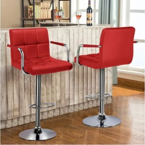 Swivel Adjustable Height Bar Stool Set Of 2 Red Konga Online Shopping