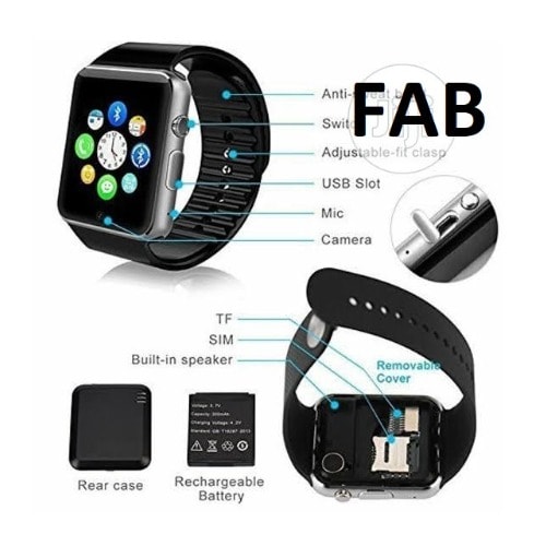 A1 Gsm Smartwatch With Sim And Memory Card Slots Black Konga