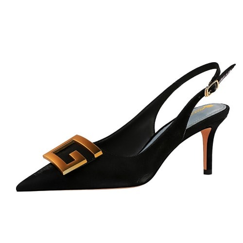 Embellished Satin Pointed Slingback Heels | Konga Online Shopping