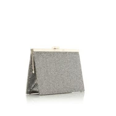 dune silver clutch bag