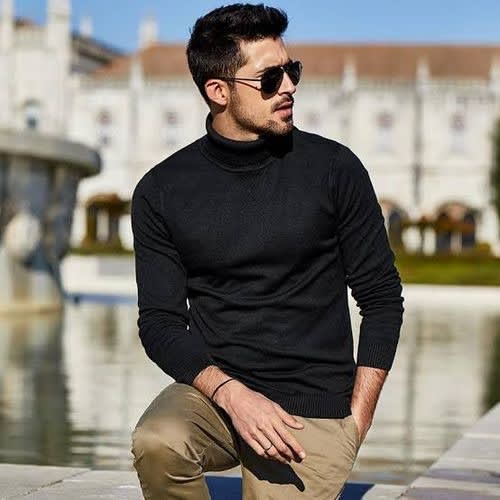 DeAngelo Turtleneck Sweater - Black, Fashion Nova, Mens Sweaters