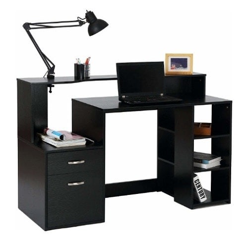Nikkysavy Nikky Best 55 Multi Shelf, Modern Black Desks