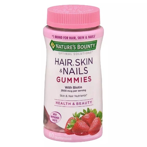 Hair, Skin & Nails Gummies With Biotin, 80 Counts.