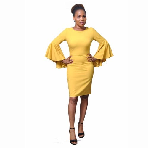 Bell Sleeve Dress - Yellow | Konga Online Shopping