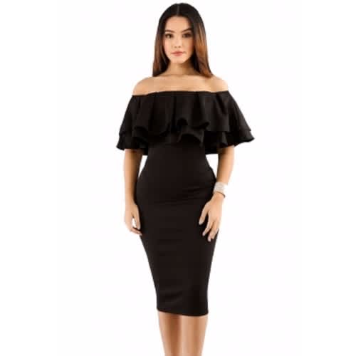 off shoulder midi