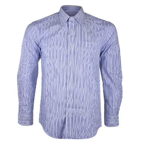 blue and white striped formal shirt