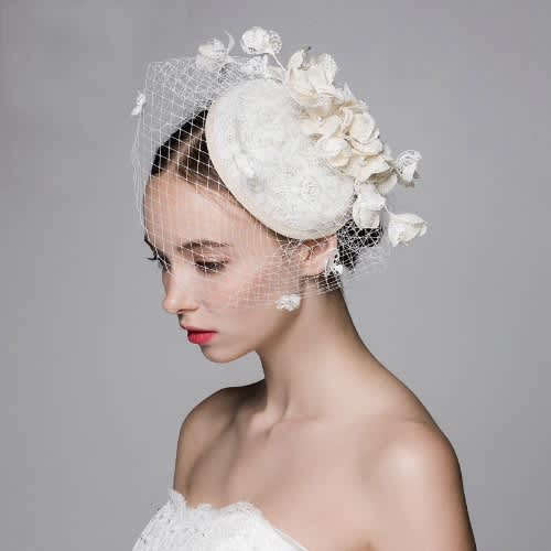 Bridal Net Hat With Short Veil Flowers Cream Konga Online