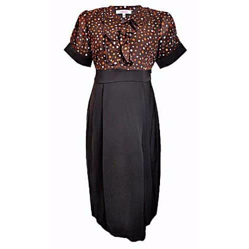 Strictly Babes Maternity Brown Polka Ruffled Front Empire Waist