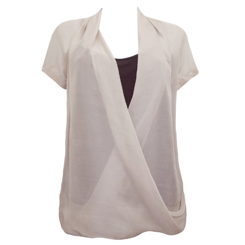 Chiffon Crepe Drape Wrap Blouse Beige Konga Online Shopping