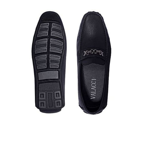 Valacci Men's Textured Loafers With Insignia - Black + Free Gifts ...