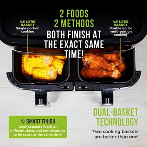 Tower Vortx Duo Basket Air Fryer With Smart Finisht17088 2600W 9L