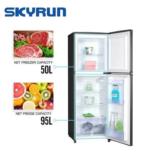 Skyrun 138litres Double Door Top Mount Fridge Bcd145ainox 150W