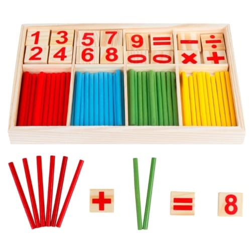Intelligence Kids Toys Wooden Digit Mathematical Sticks.