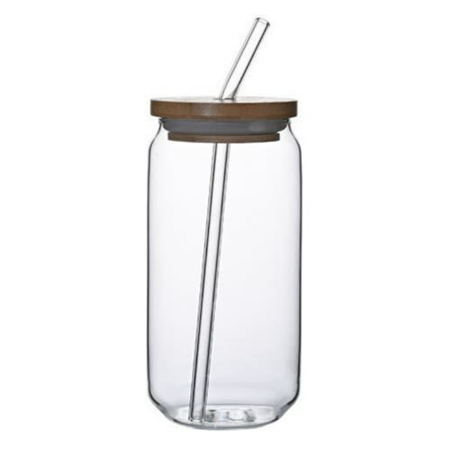 Borosilicate Glass Cup & Straw With Bamboo Lid 500ml Konga Online Shopping