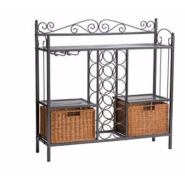 Celtic Bakers Rack With Wine Storage Gunmetal Grey Konga