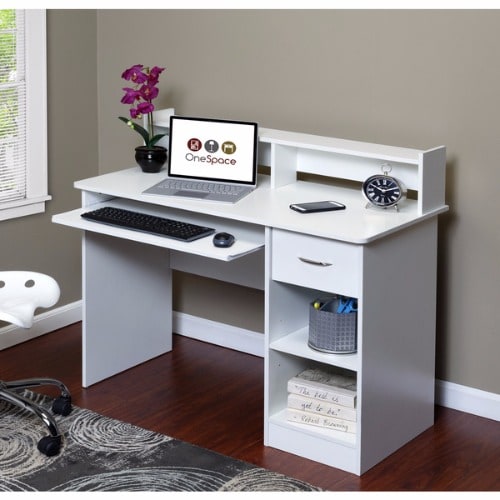 Handys Computer Desk And Hutch With Pull Out Keyboard White