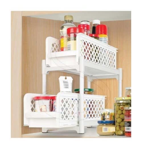 Universal Chef 2 Tier Portable Sliding Basket Drawers White