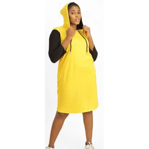 Women s Hooded Dress Yellow And Black