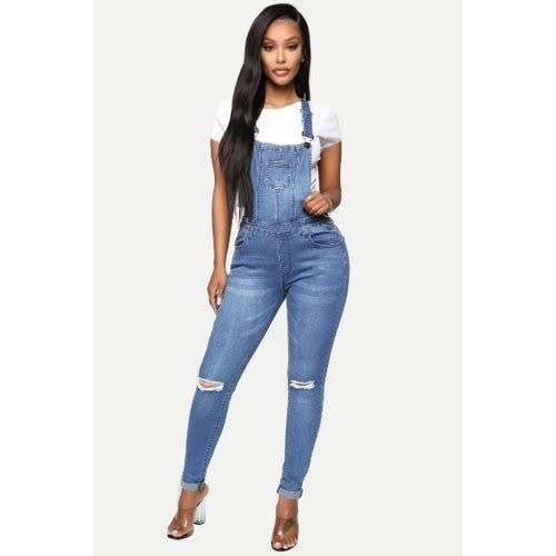 Women's Slim Trousers Dungaree - Blue 
