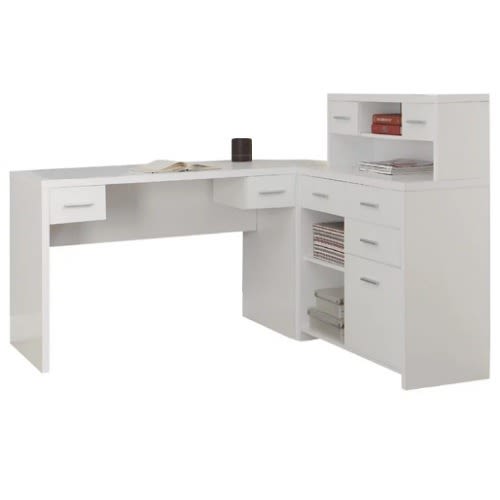 Monarch Specialties Core L Shaped Home Office Desk In White