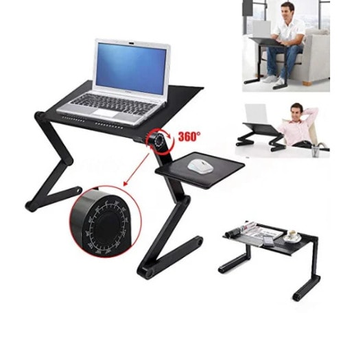 T9 Adjustable Laptop Table With Usb Cooler Fan And Mouse Pad Tray