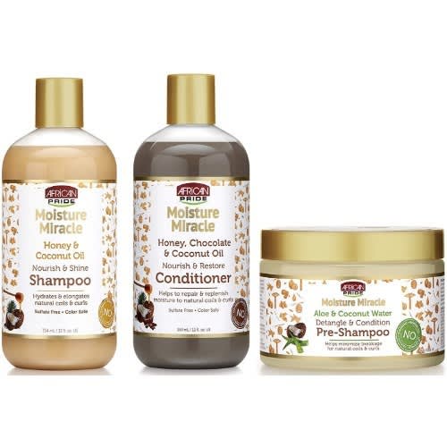 African Pride Moisture Miracle Pre-shampoo Detangle & Conditioner Set Of 3  - 340g | Konga Online Shopping