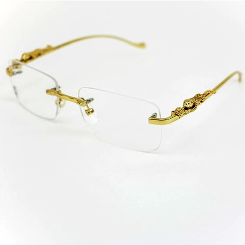 XL grand-mère Hexaganol doll/Teddy Rimless Glasses with Gold Ear bars code g050 