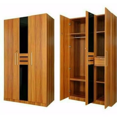 Elegant 3 Doors Wardrobe With Hanger And Inner Drawer Free