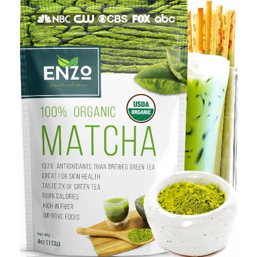 Matcha Green Tea Powder (113g) - Organic Vegan Milky Taste - 137x Antioxidants.