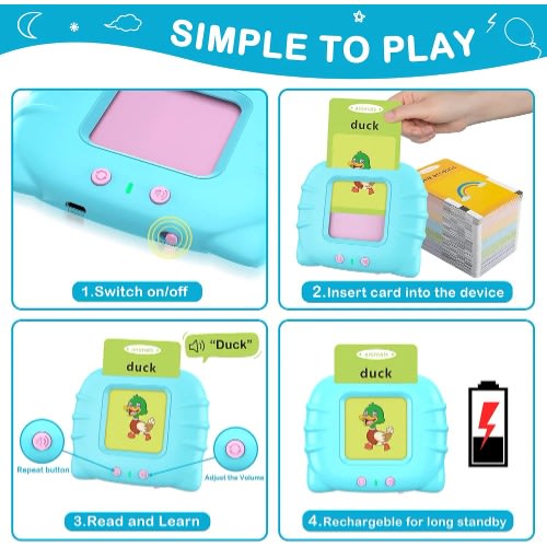 Rechargeable Talking Flashcards For Toddlers 4.1"x3.5"x0.5" Konga