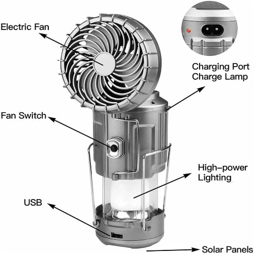 Rechargeable And Solar Lantern With Fan 2200mah Konga Online Shopping