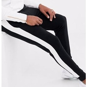 Black jogger with white stripe clearance