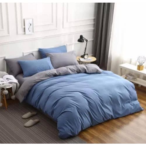 Plain Bedding Set Duvet Bedsheet And, Blue And Grey Bedding Sets